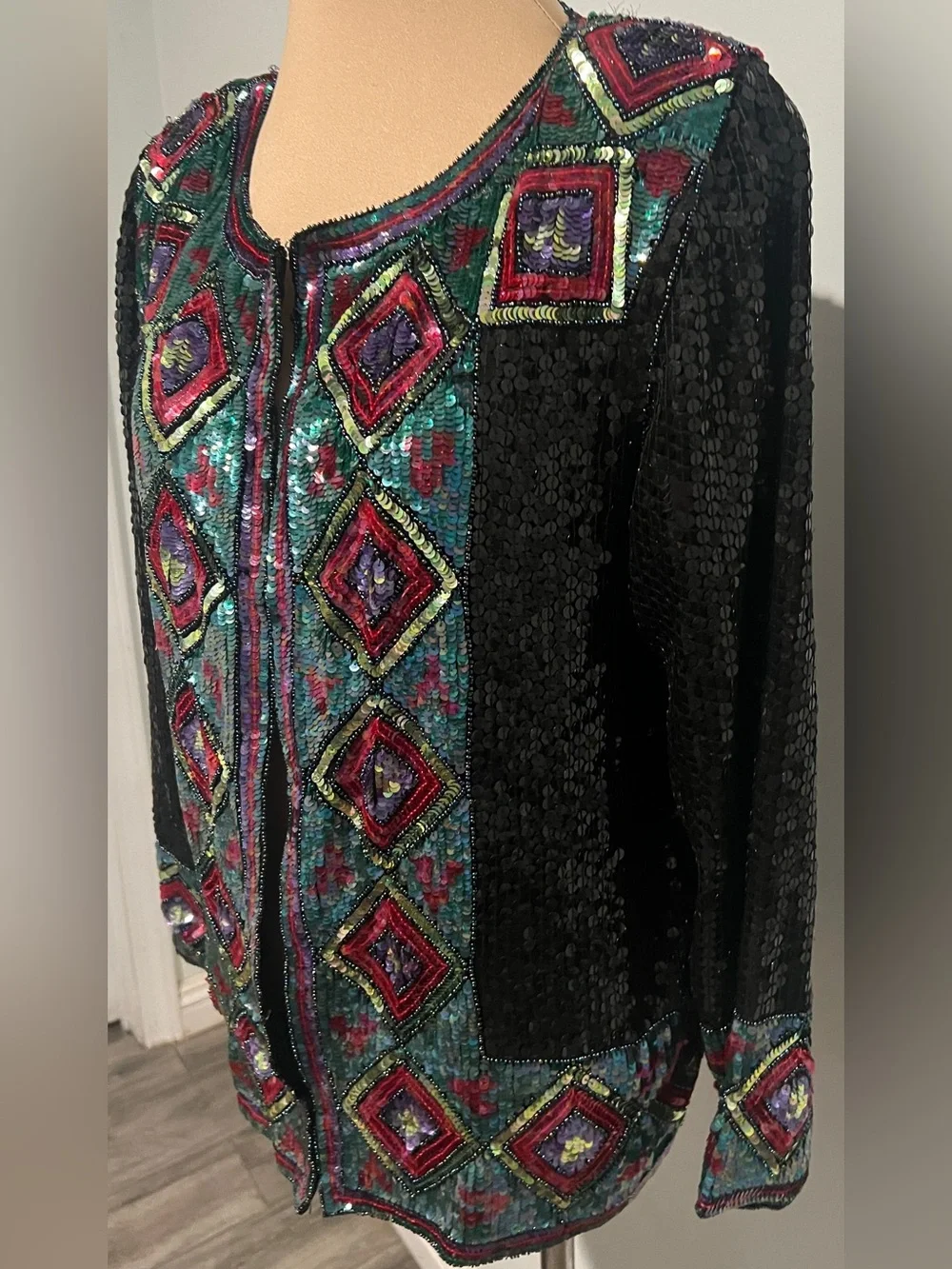 Vintage Sequins Beaded Silk Blazer Suit Jacket